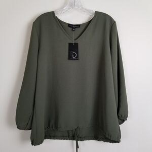 Fred David 3/4 Sleeve V-Neck Top Large NWT